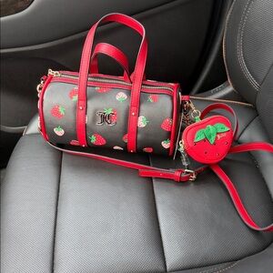 JUICY COUTURE Stylish Black and Red Mini Bag with Strawberry Accents 🍓 NWT